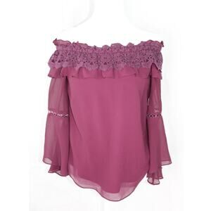 Vintage Y2K XS Goth Peasant blouse off shoulder cottagecore bell sleeve flounce